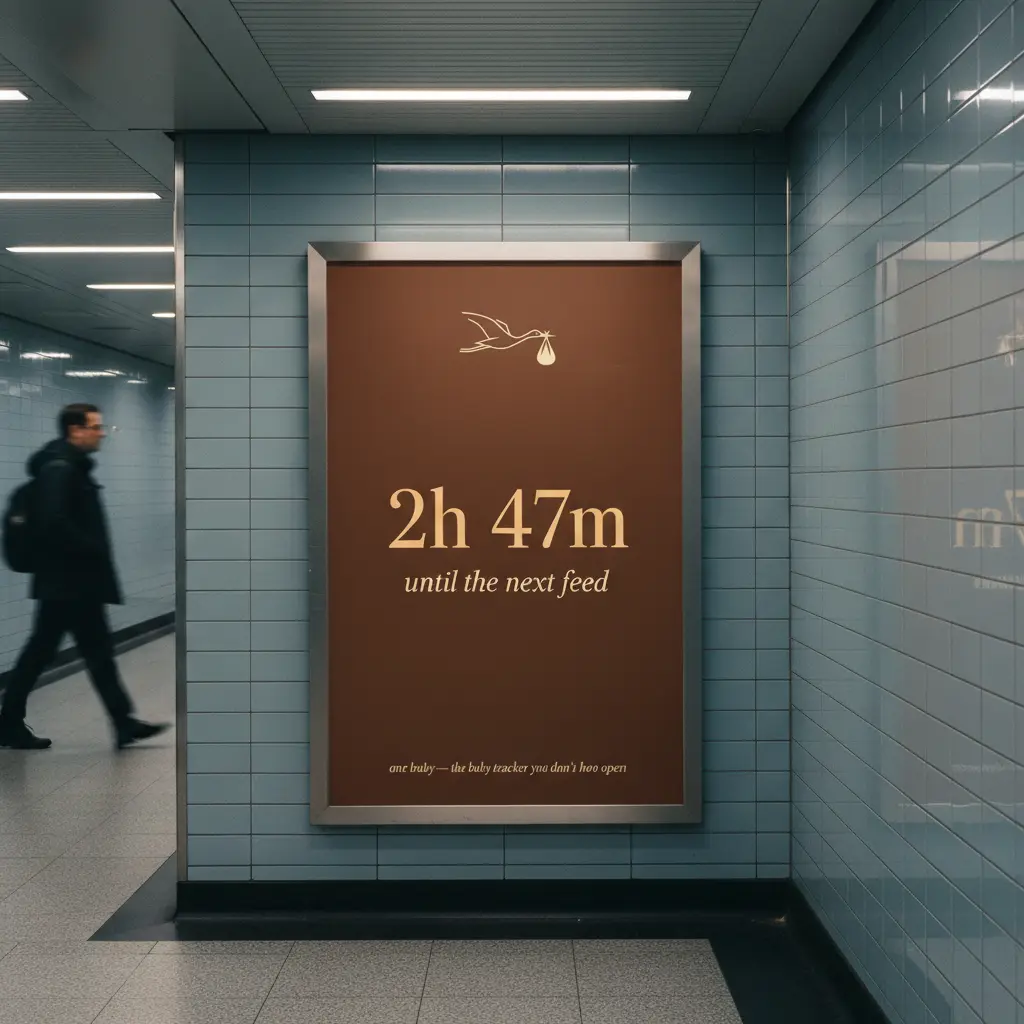 The countdown on a subway-station poster as a commuter passes
